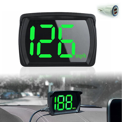Universal Smart Car Digital GPS Speedometer HUD MPH Speed with Car Charger C8M8