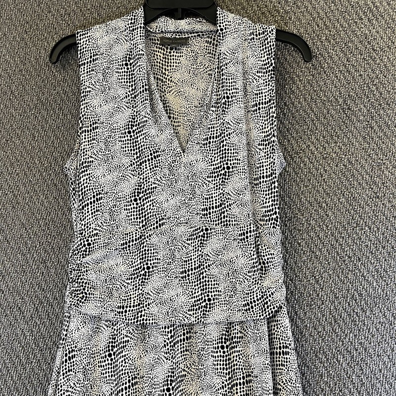 Vince Camuto Black and White Snake Print Sleeveless Midi Dress Size XS