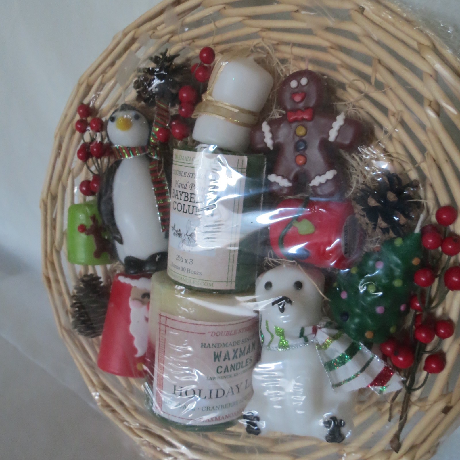 Christmas Winter Gift Basket Candles Waxman 10 candles. new in package made USA