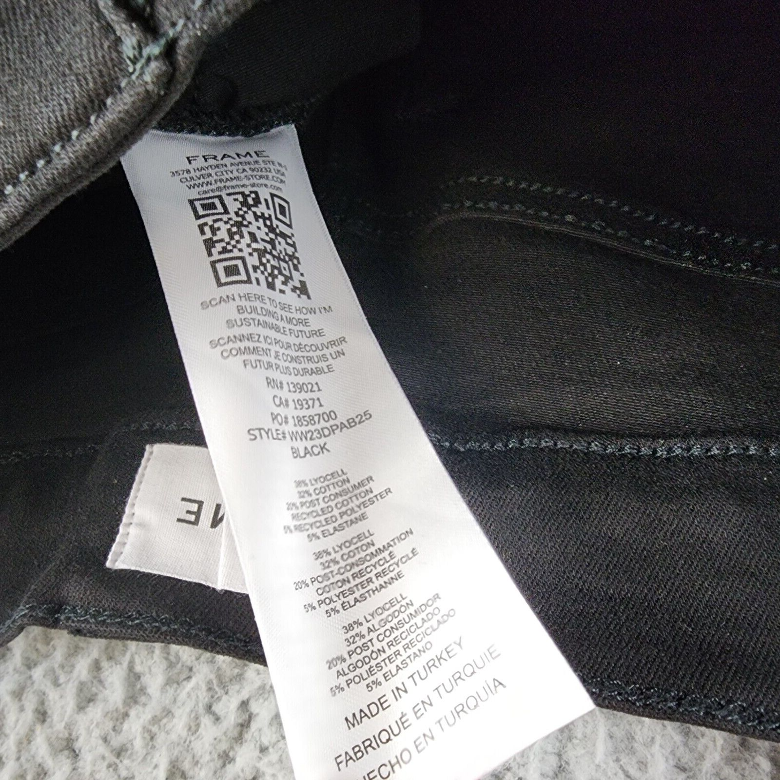 FRAME The Snapped High Rise Cropped Skinny Jeans Women's 24 Black Button Zip - Picture 10 of 14