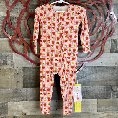 Strawberry Shortcake Baby Girls Bamboo Clothes SZ 12-18M Convertible Romper