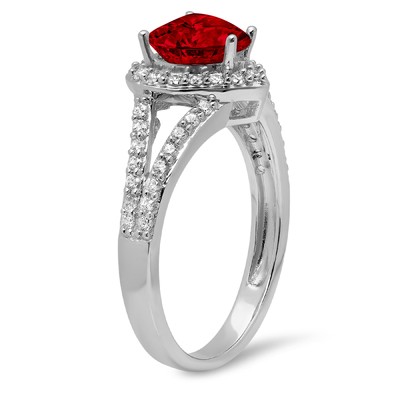 Pre-owned Pucci 1.75 Heart Split Shank Real Red Garnet Modern Statement Ring Real 14k White Gold