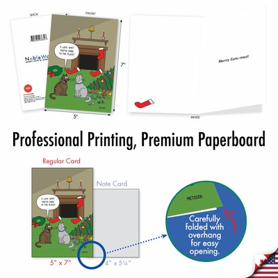 1 Funny Christmas Card with Envelope - Cat Decor C2912XSG