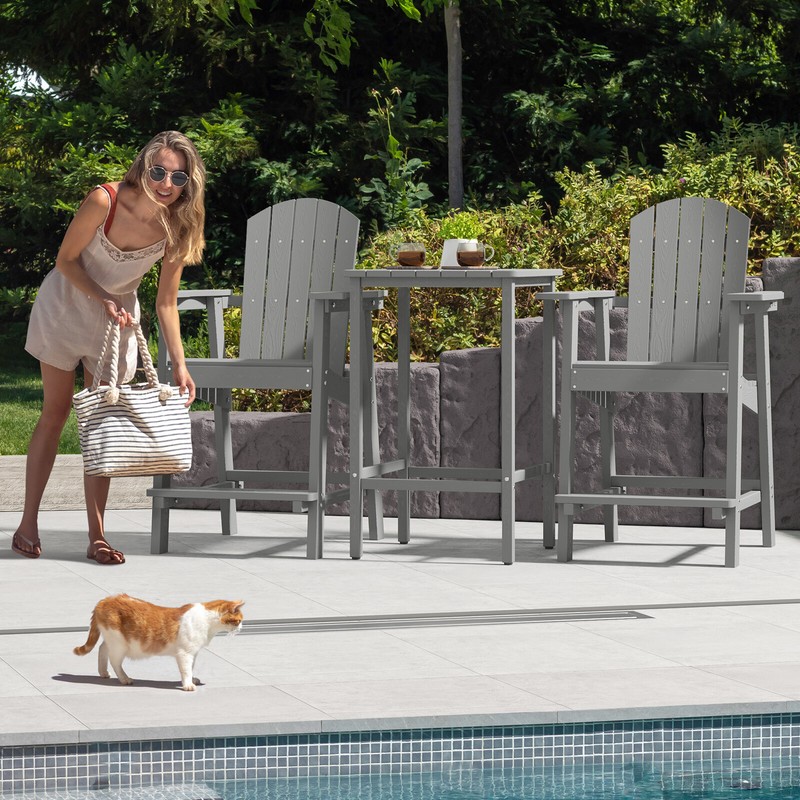 25" Tall Adirondack Chair Poly Bar Height Balcony Chairs for Deck Pool Patio
