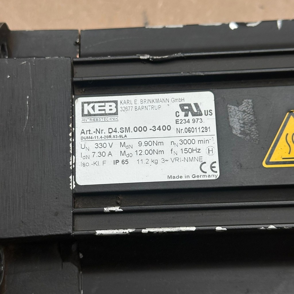 KEB D4.SM.000-3400 DUM4-11.4-20R.93-9LA SERVO MOTOR — 3