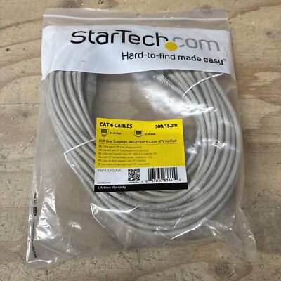 STARTECH.COM N6PATCH50GR 50FT CAT6 ETHERNET CABLE GRAY 100W POE