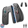 JSAUX Non-Slip Ergonomic Charging Grip for Switch 2, Magnetic Grip Controller Compatible with Switch 2 JoyPads, Play While Charging with LED Indicator and 1.5m/4.9ft Charger Cable–Black