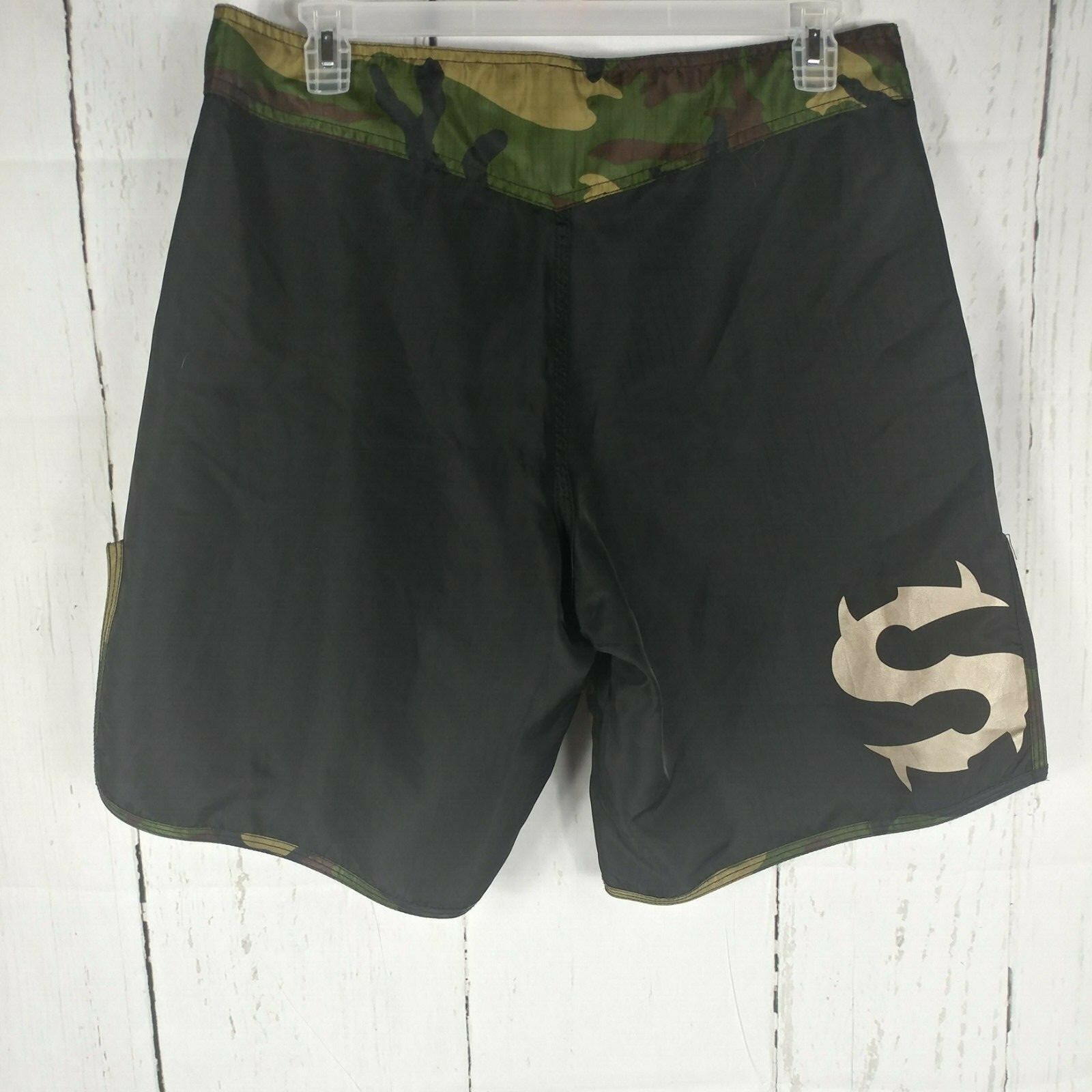 Men's Sinister Brand Shorts Black Camo MMA Jiu Jitsu Muay Thai Size 34 UFC
