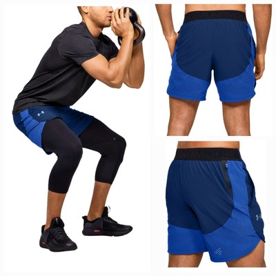 UNDER ARMOUR Men's Rush Woven Stretch Volley Shorts Royal Blue Size XL NEW