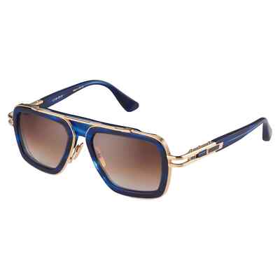 Pre-owned Dita Lxn-evo Dts403-a-03 Blue Swirl Yellow Gold Brown Gradient Lens Sunglasses