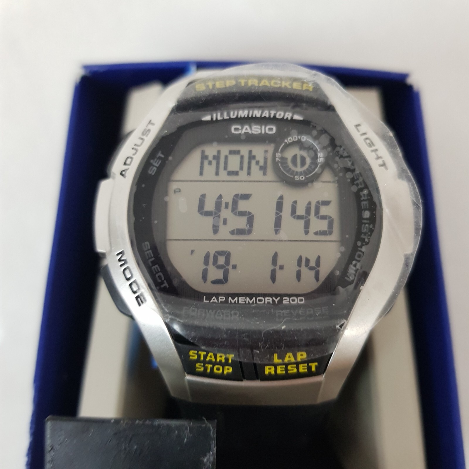 Pre-owned Casio Ws1000h1a2kc 60 Lap Memory 10m Water Resistance Watch Black/silver