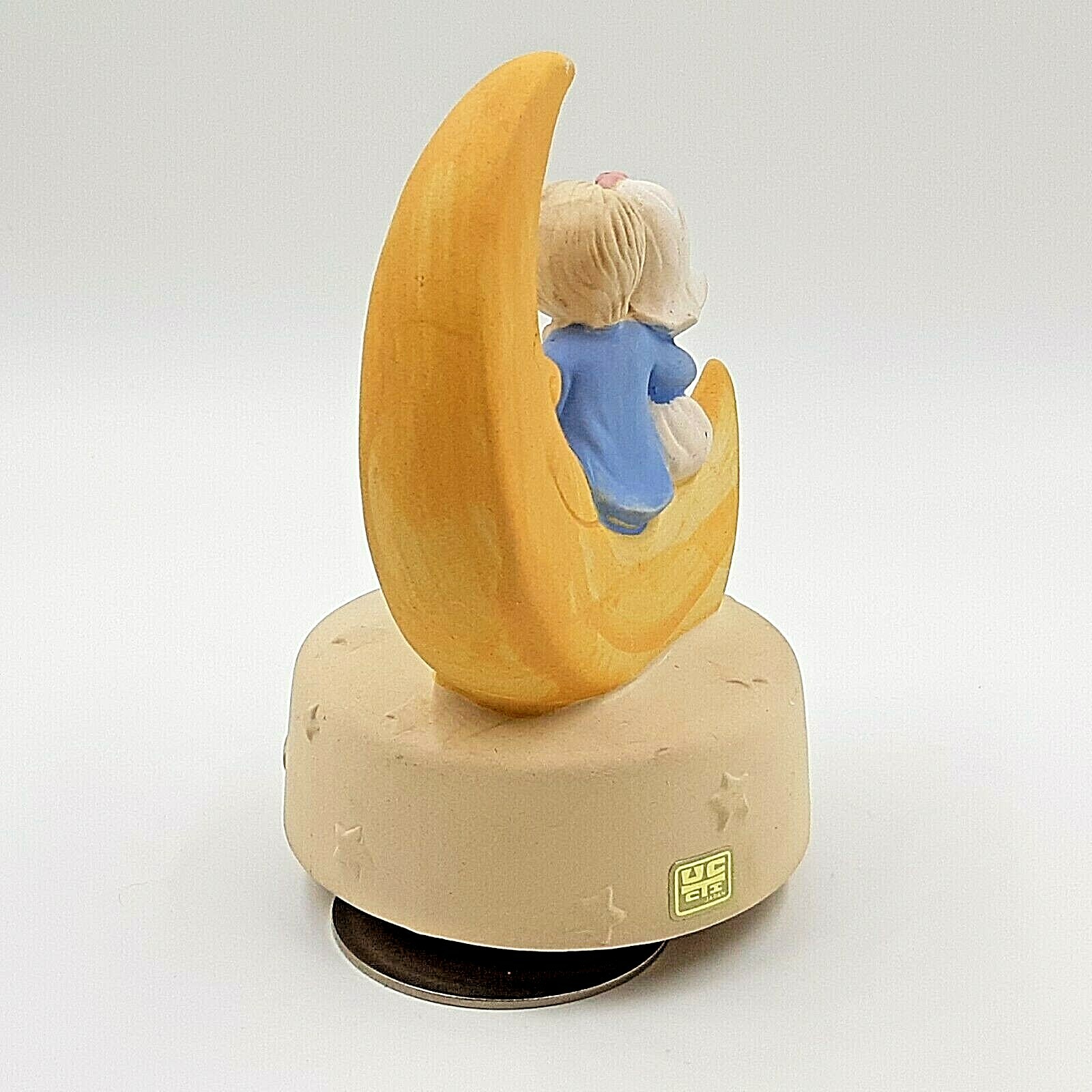 Vintage UCTCI Japan Music Box Wedding Couple on Moon Plays Anniversary Waltz