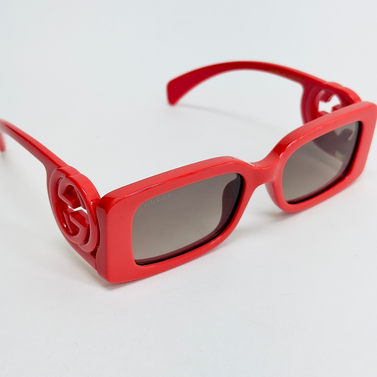 Pre-owned Gucci Couture 1325 Red Gg Logo 005 Narrow Fashion Square Sunglasses Gg1325s In Brown