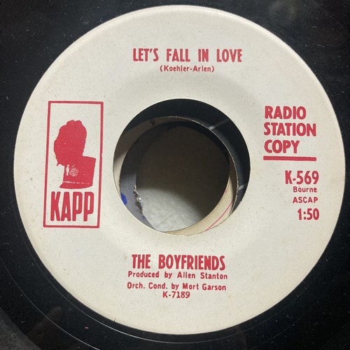 THE BOYFRIENDS Oh Lana/Let’s Fall In Love PROMO Kapp K-569 RARE Doo-Wop WLP VG+