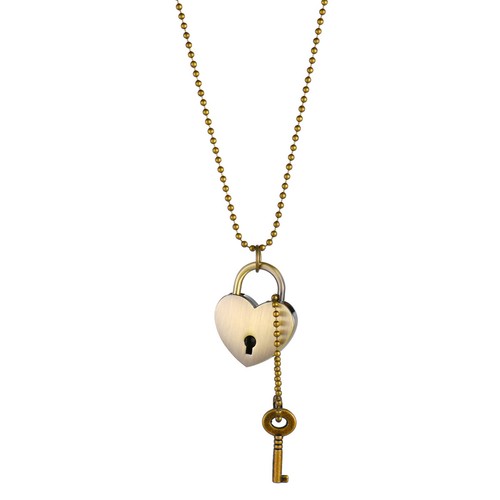 Openable Heart Padlock Necklace With key For Men Women Long