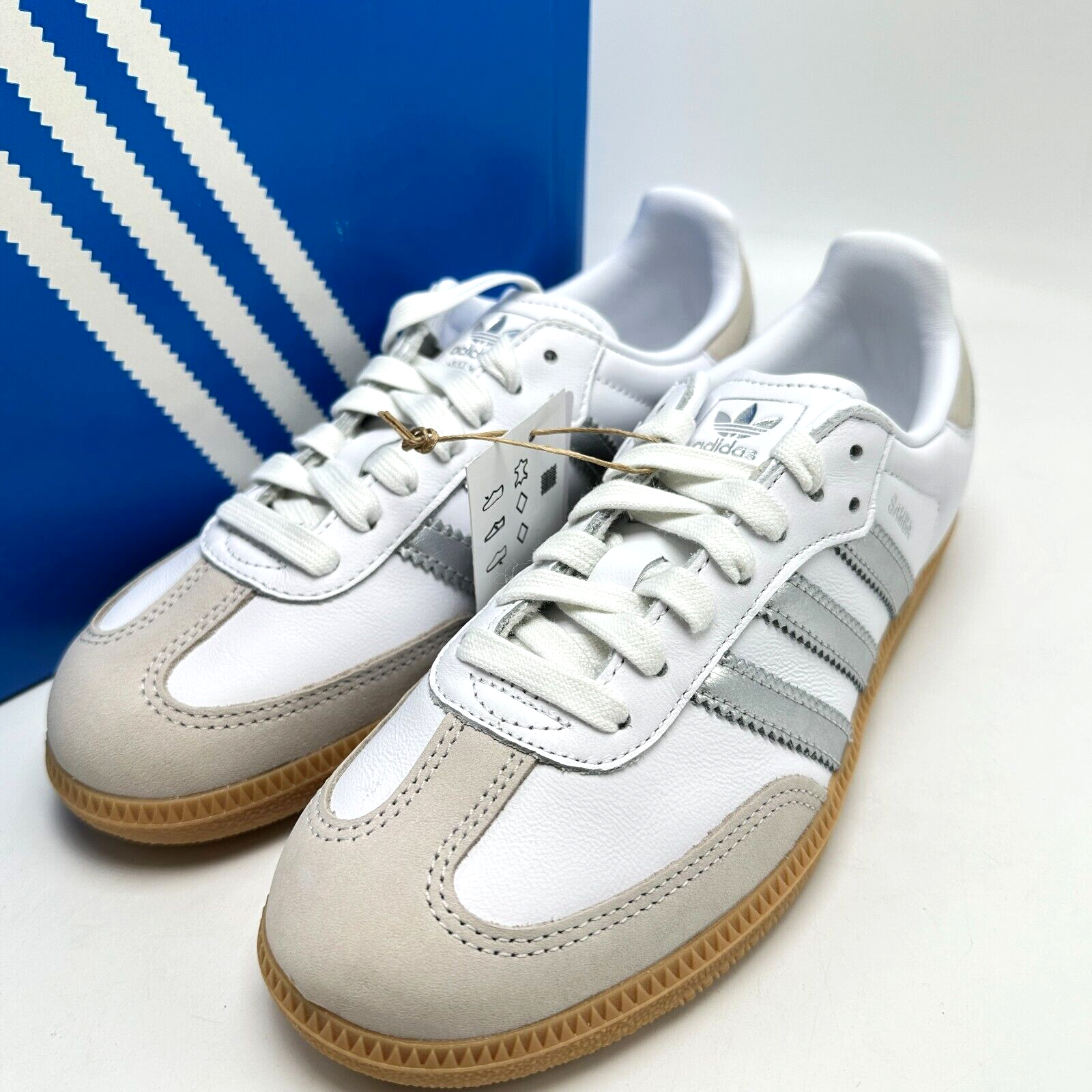 Adidas Samba OG White Silver Metallic Grey Women's Shoes Adidas Samba OG White Silver Metallic Grey Women's Shoes