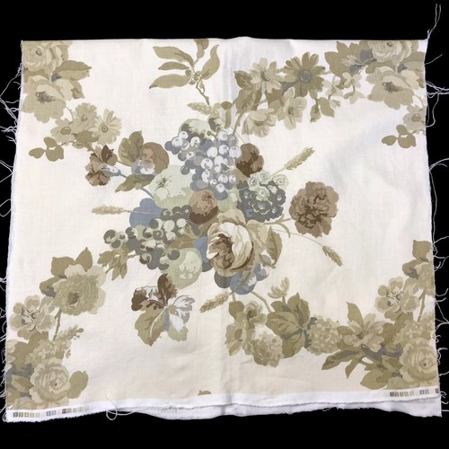 Chateau Lafitte Fabric Made in Switzerland Linen Tan Floral 30
