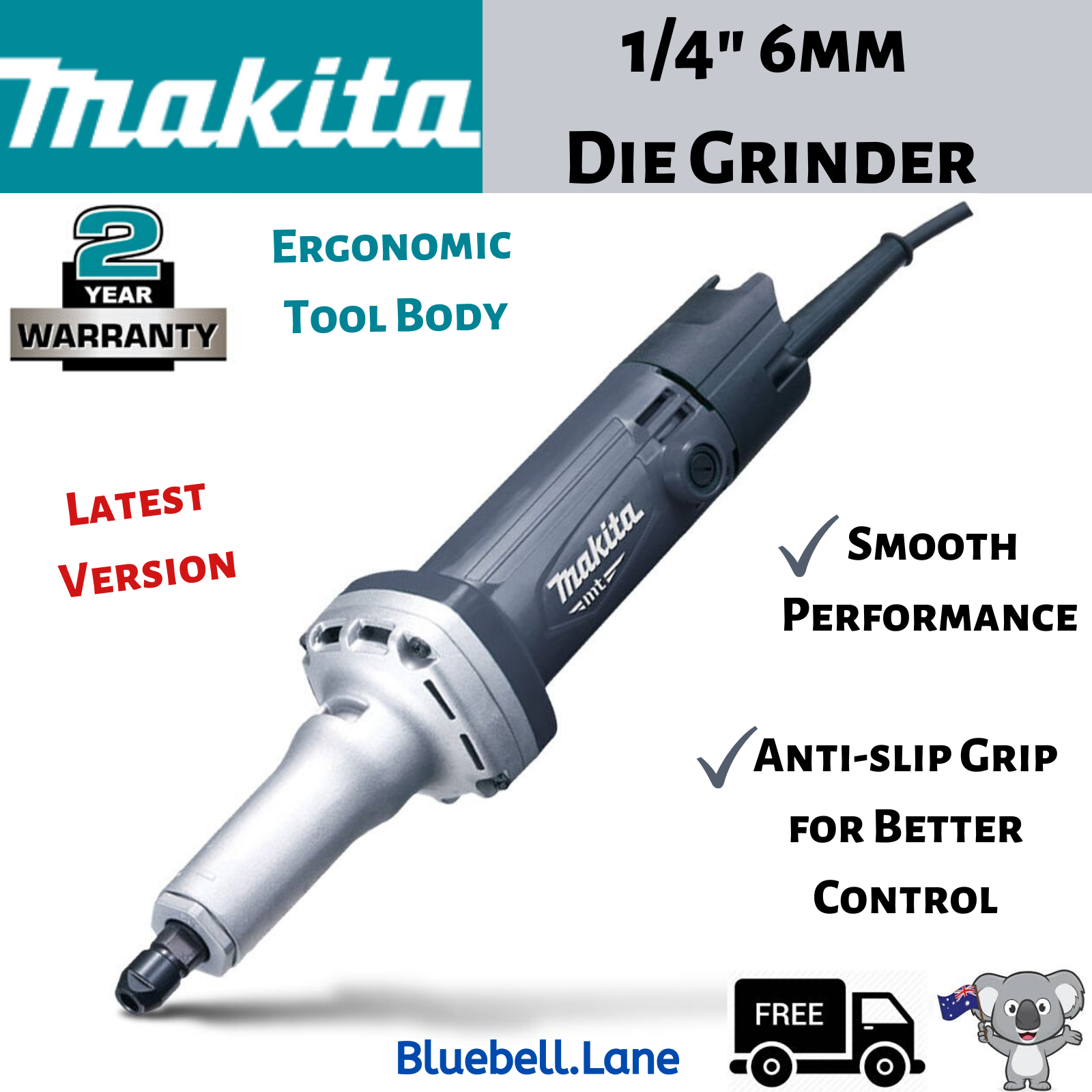 Makita 6mm Die Grinder Electric Metal Steel Stainless Grinding Rotary