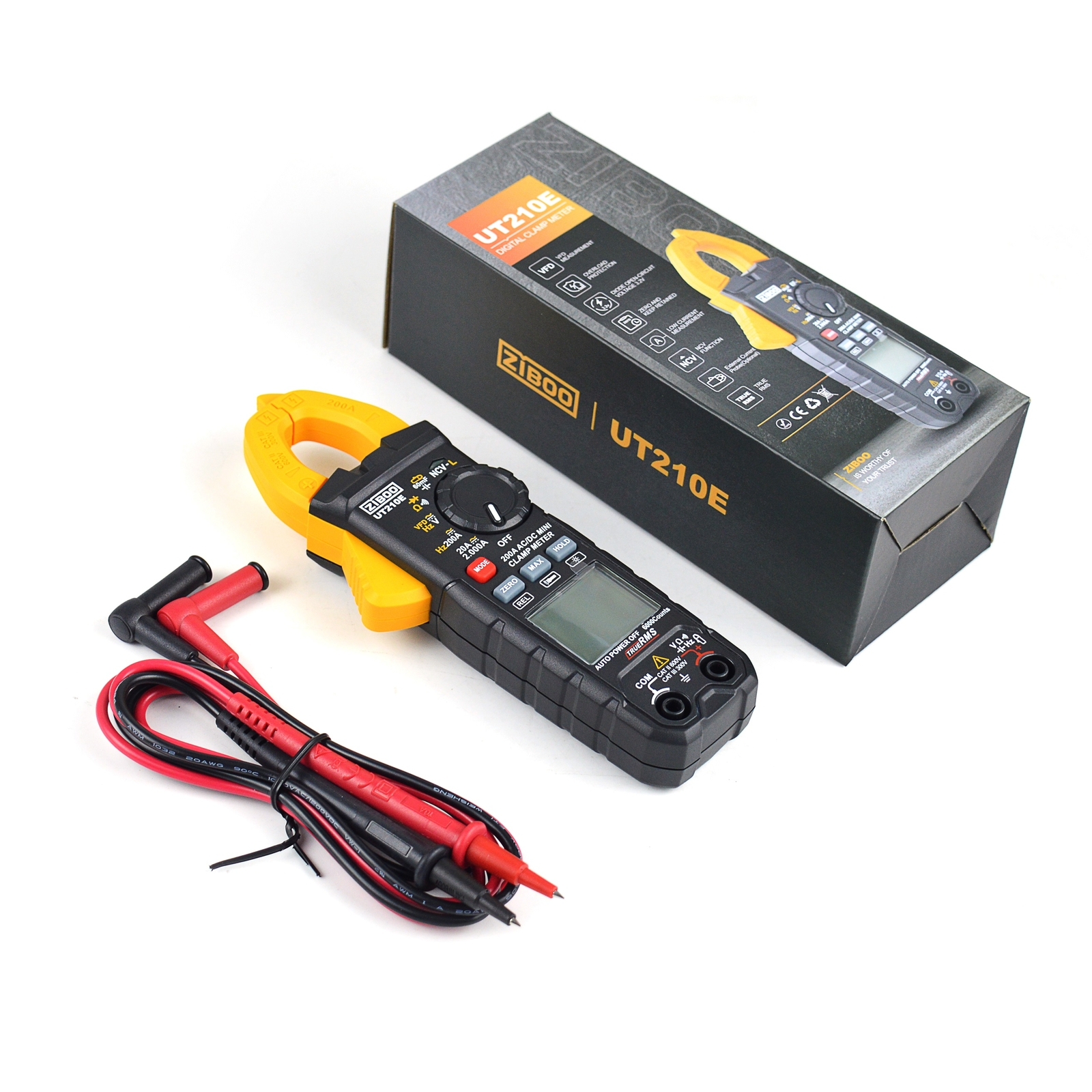ZIBOO UT210E Clamp Meter Digital Multimeter Handheld RMS AC/DC Mini Resistanc