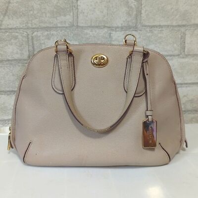 Coach Mini Prince Birch Cross-grain Leather Bag Satchel Crossbody Light Grey
