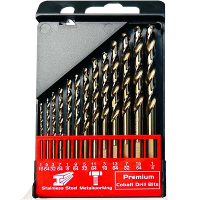 Cobalt Drill Bit Set 1/161/4 Inch 13pcs M35 High Speed Steel Twist Drill Bits 