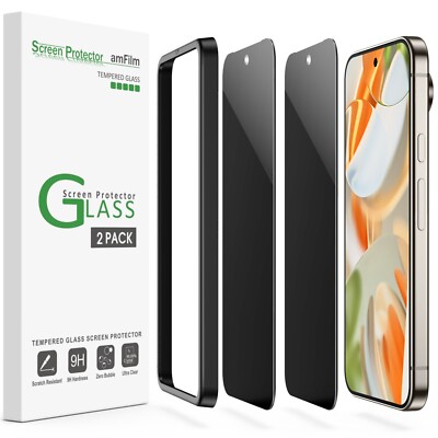 amFilm Designed for Google Pixel 9 Pro/9 Privacy 6.3'' Screen Protector,2 Pack
