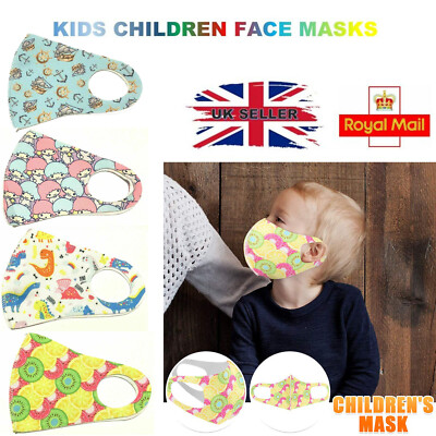 Children Kids Face Mask Mouth Protection Cover Washable Reusable Printed Unisex