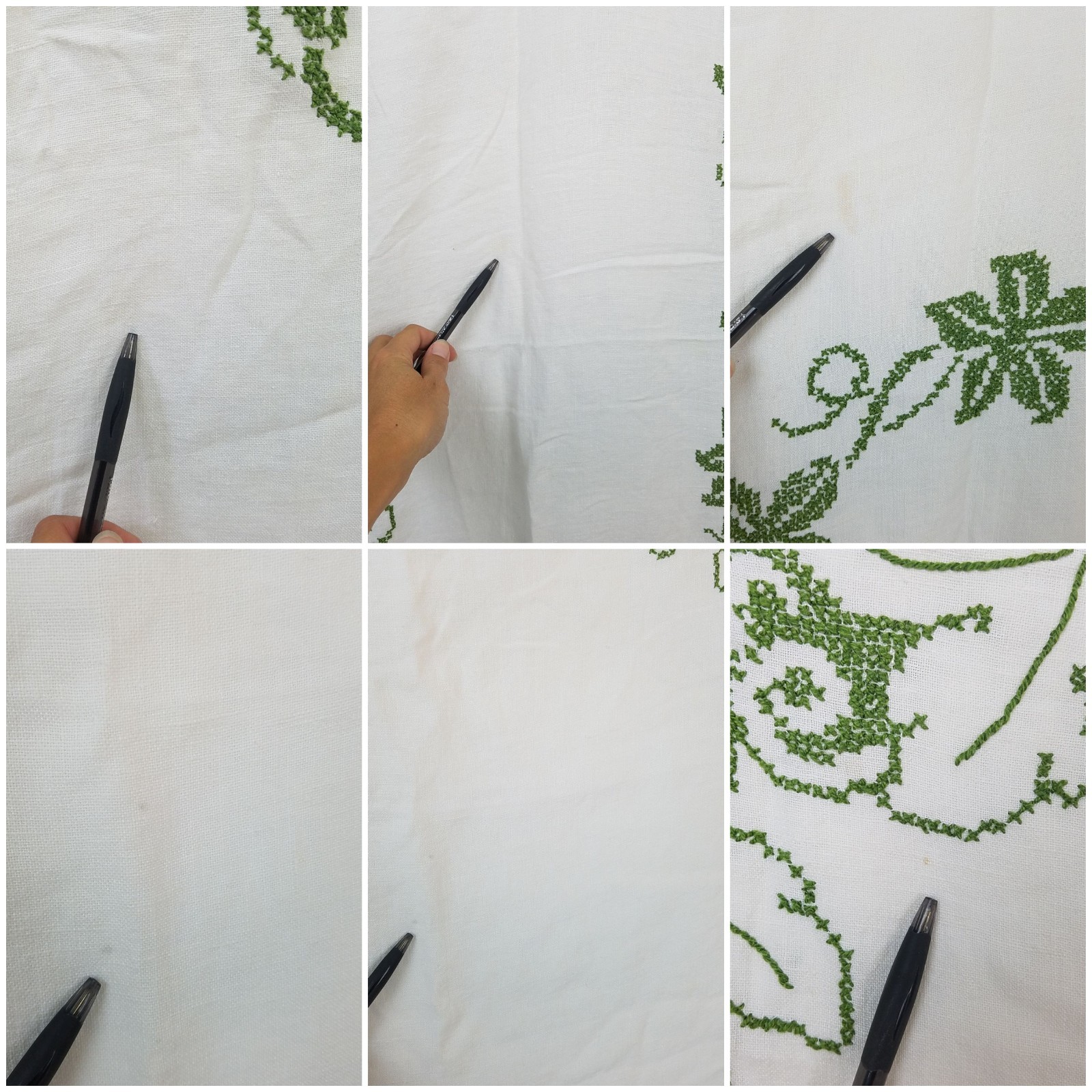 Vintage Floral Tablecloth Crewel Emboidered Embroidery Rectangular 54