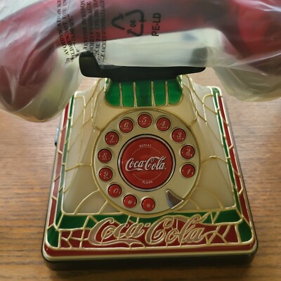 Vintage Coca-Cola Telephone  Light Up Stained Glass 2001 Land Line Phone