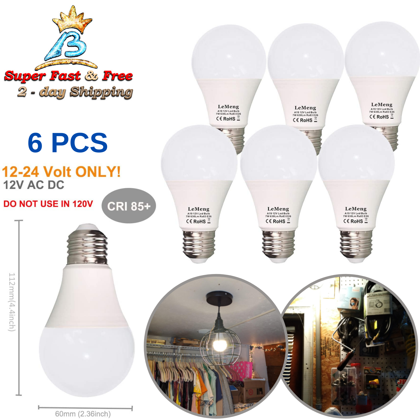 RV Interior LED Light Bulbs 12V 24V E26 E27 Socket For Solar Yard Lighting Home