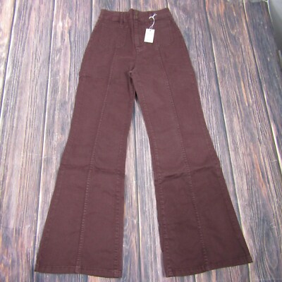 Marine Layer NEW NWT Womens 2 Brown Peries Flare Pants Wide Leg