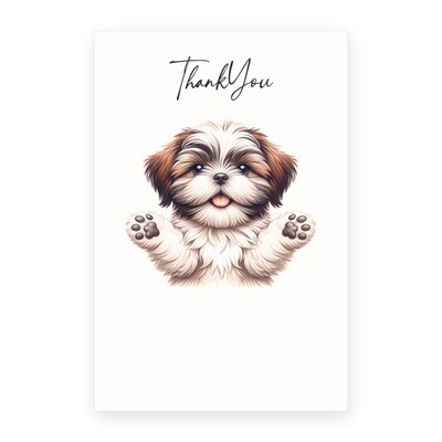 Thank You Greeting Card - Shih Tzu Puppy - Colored Pencil