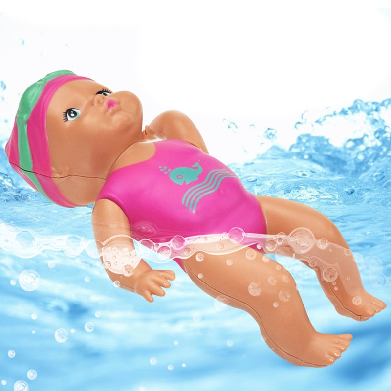 Baby Wind Up Bath Toy, Realistic Girls New Born Waterproof Swimming Doll Toy
