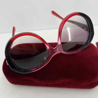 Pre-owned Gucci Gg Oversized Round Logo Sunglasses Womens Pink Black Gg0368s Retro 70s 80s In Purple