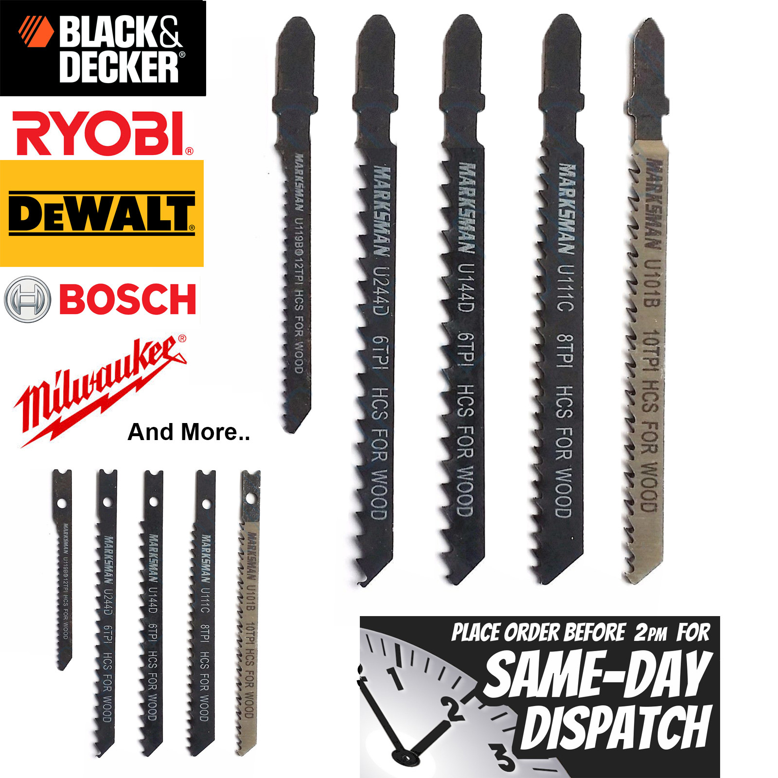 BD T Shank Jigsaw blades wood cutting Pack of 5 10 15 20 softwood