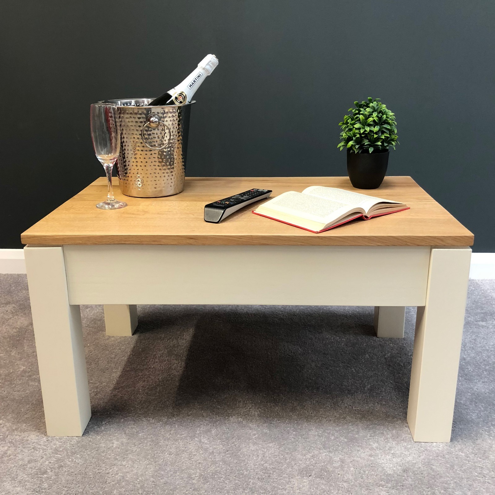 Painted Cream Oak Coffee Table / Living Room Solid Oak Coffee Table