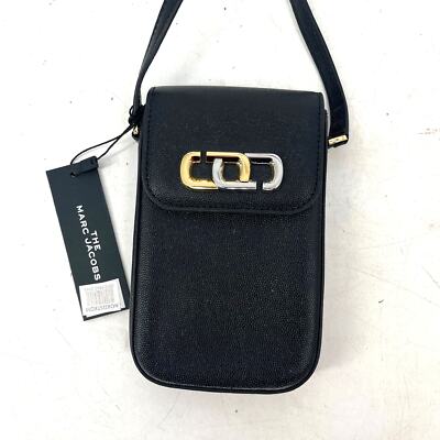 NWT Marc Jacobs The J Link Black Leather Phone Crossbody
