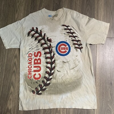 Liquid Blue Y2K Chicago Cubs All Over Print Graphic T Shirt Beige XL MLB 2014