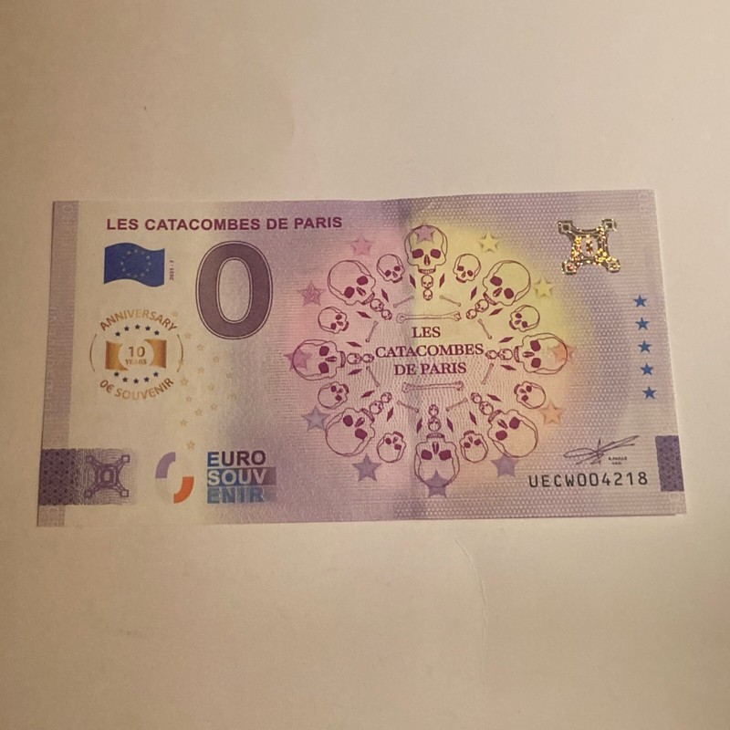 Billet Touristique 0 Euro ZÃRo Euro Les Catacombes De Paris 2025 Anniversary