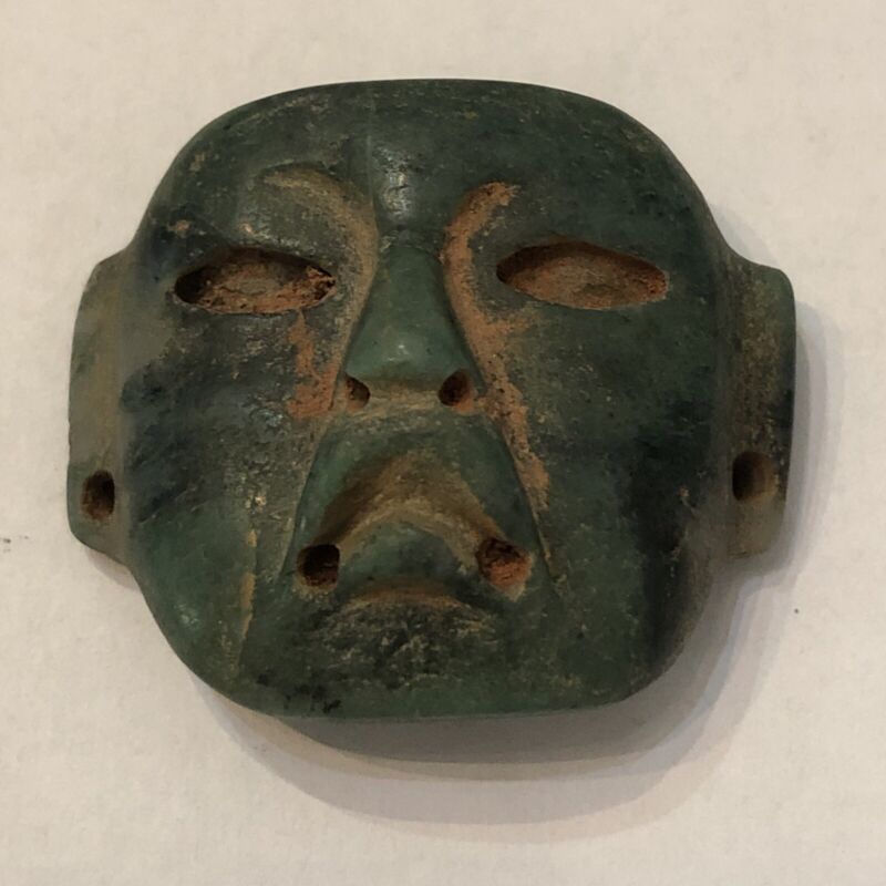 Ancient Olmec Jade Face / Mask Pendant 