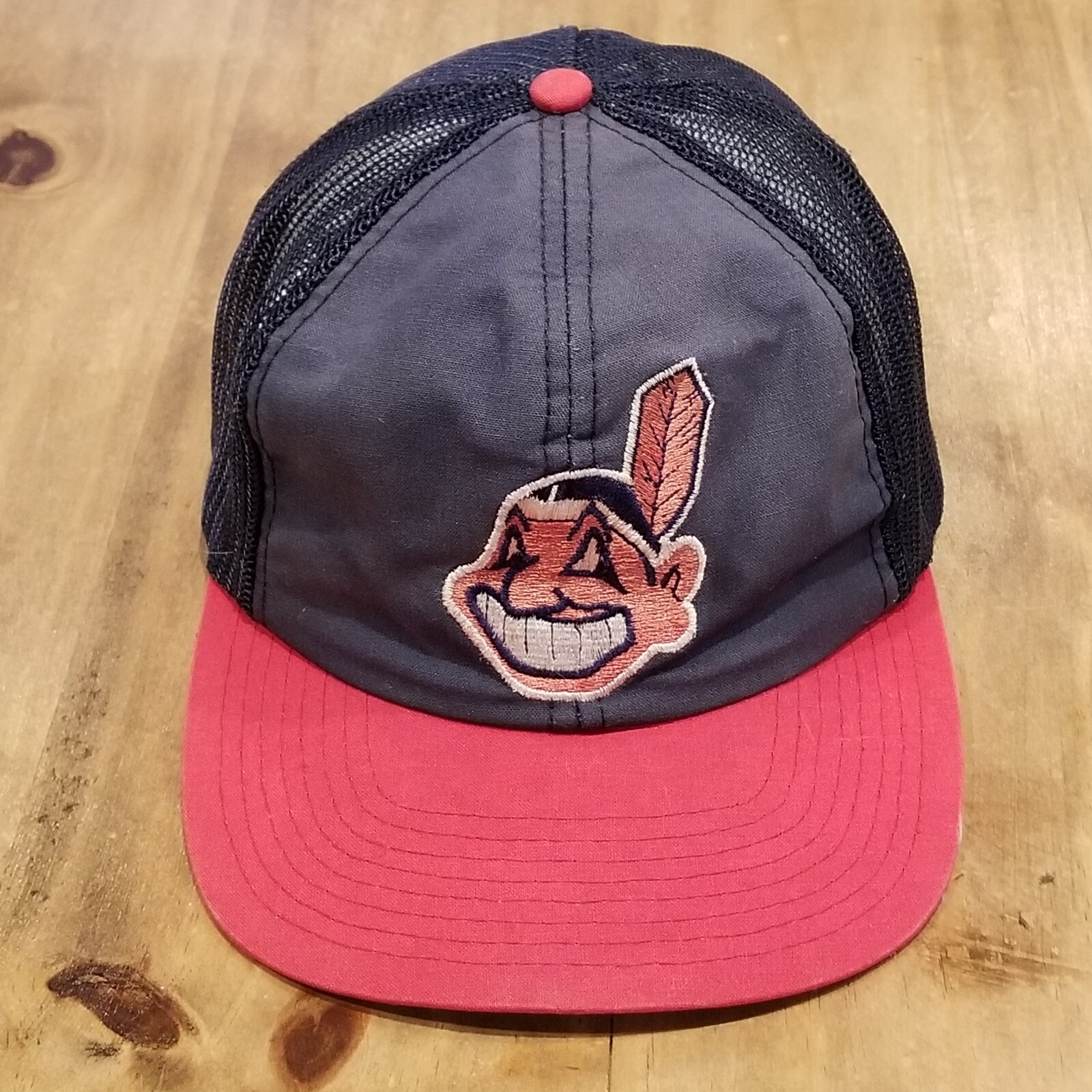 Vintage Cleveland Indians Hat Cap Snapback Mesh 80s One Size