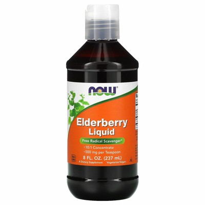 Now Foods Elderberry Liquid, 8 жидких унций, 237 мл, гарантия качества GMP, веганский,