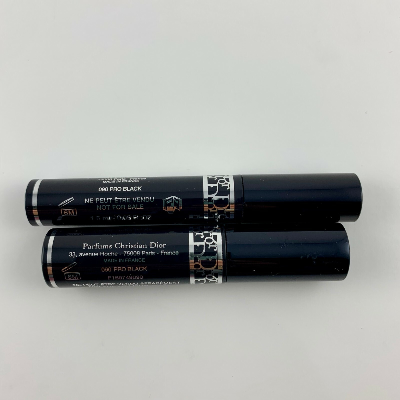 2 Christian Dior Diorshow Mascara 090 Pro Black - Travel Size 1.5 ml  & 4 ml NEW