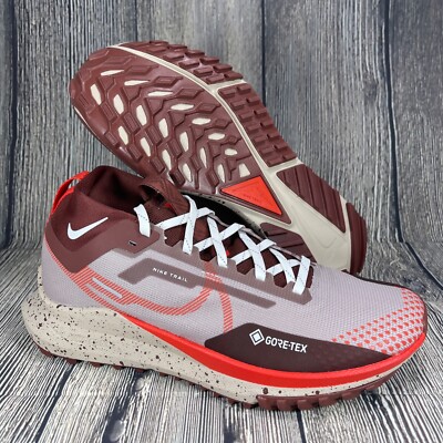 Nike React Pegasus Trail 4 Gore Tex Taupe/Picante Red Hiking Size 8 DJ7926-200