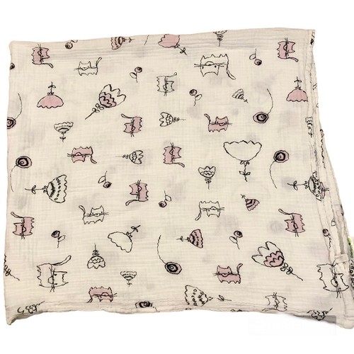 Floral Thin Muslin Cotton Swaddle Girl Pink