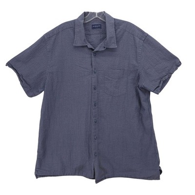PROPER CLOTH Seersucker Shirt Short Sleeve Striped Camp Collar Estimated Size XL
