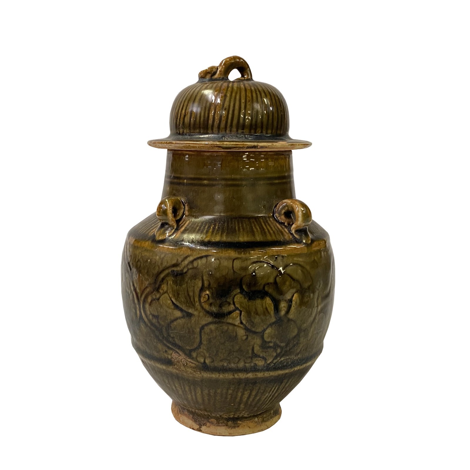 Chinese Ware Brown Glaze Pattern Ceramic Jar Vase Display Art ws3021S Chinese Ware Brown Glaze Pattern Ceramic Jar Vase Display Art ws3021S
