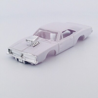 Auto World Dodge Charger Unpainted Body Kit, Chrome Bumpers & Blower, Fits AFX