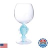 Supreme Housewares Fish Stem Wine Glasses, Blue Fish-Shaped Reusable Shatterproof Acrylic Glass for Red or White Wine, Poolside, Outdoors, Parties, 18 oz, Set of 2