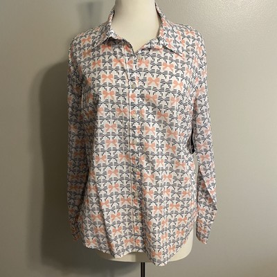 Crown and Ivy bow button up top large NWT